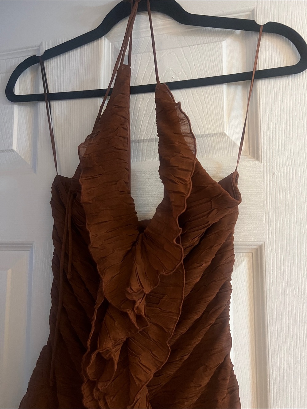 Brown Zara Ruched Ruffle Dress - Picture 5 of 10